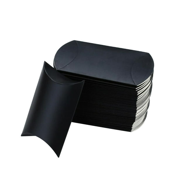 50pcs Caja de dulces plegable Forma de almohada creativa Fundas de dulces Encantadora caja de regalo pequeña Fundas de chocolate para niños Niños (Negro)