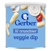 Gerber Snacks for Baby Lil Crunchies Veggie Dip Puffs, 1.48 oz Canister