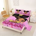 thumbnail image 2 of Castle Fairy Black Cartoon Princess Girl King Sheets 4pcs,Gradient Glitter Word Art Bedding,Pink Gold,1 Fitted Sheet, 1 Flat Sheet and 2 Pillowcases, 2 of 6