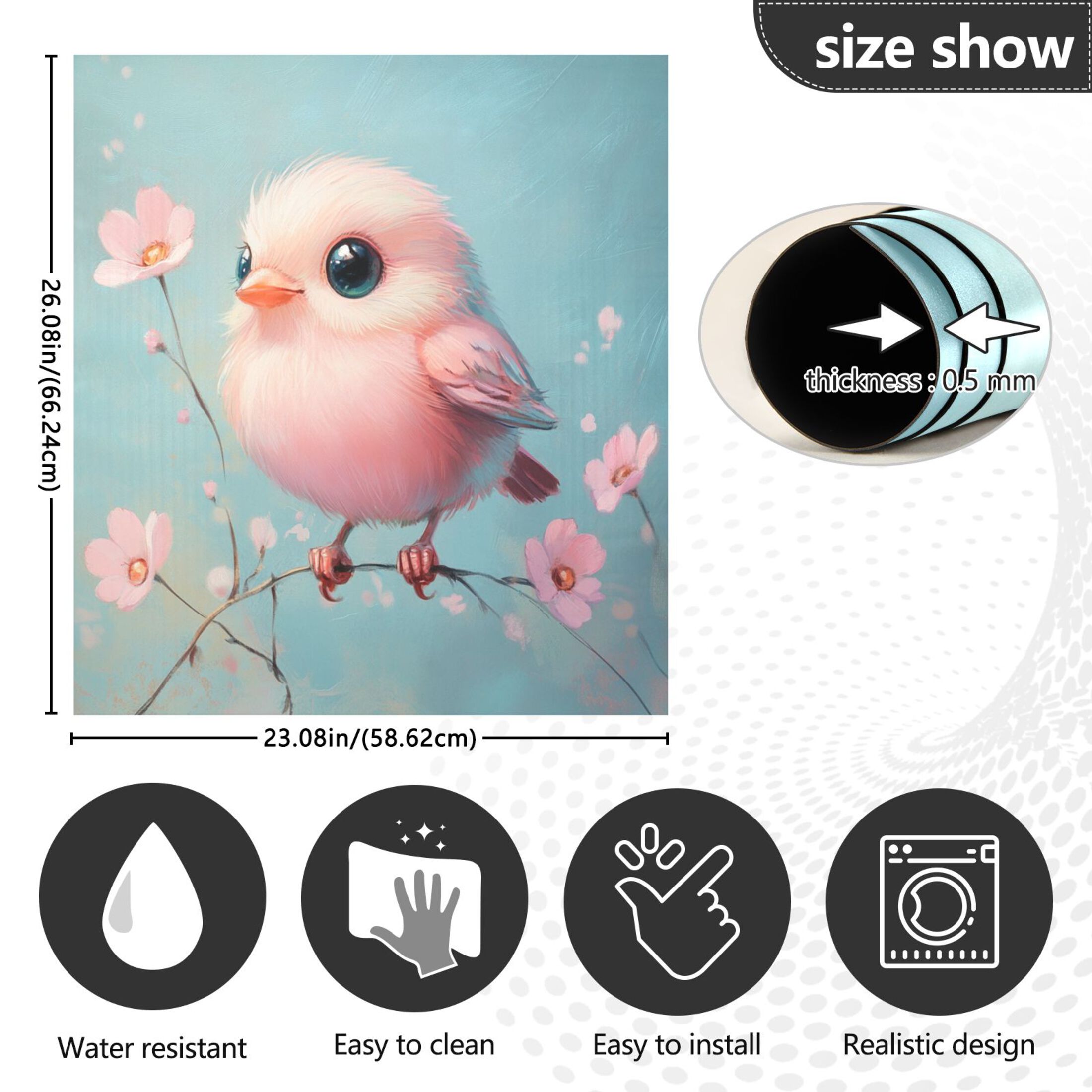 Dishwasher Magnetic Sticker 23x26 Inch Refrigerator Magnetic Sticker Washing Machine Magnetic Sticker Kitchen Panel Magnetic Sticker Home Decor Super Beautiful Pink Birds