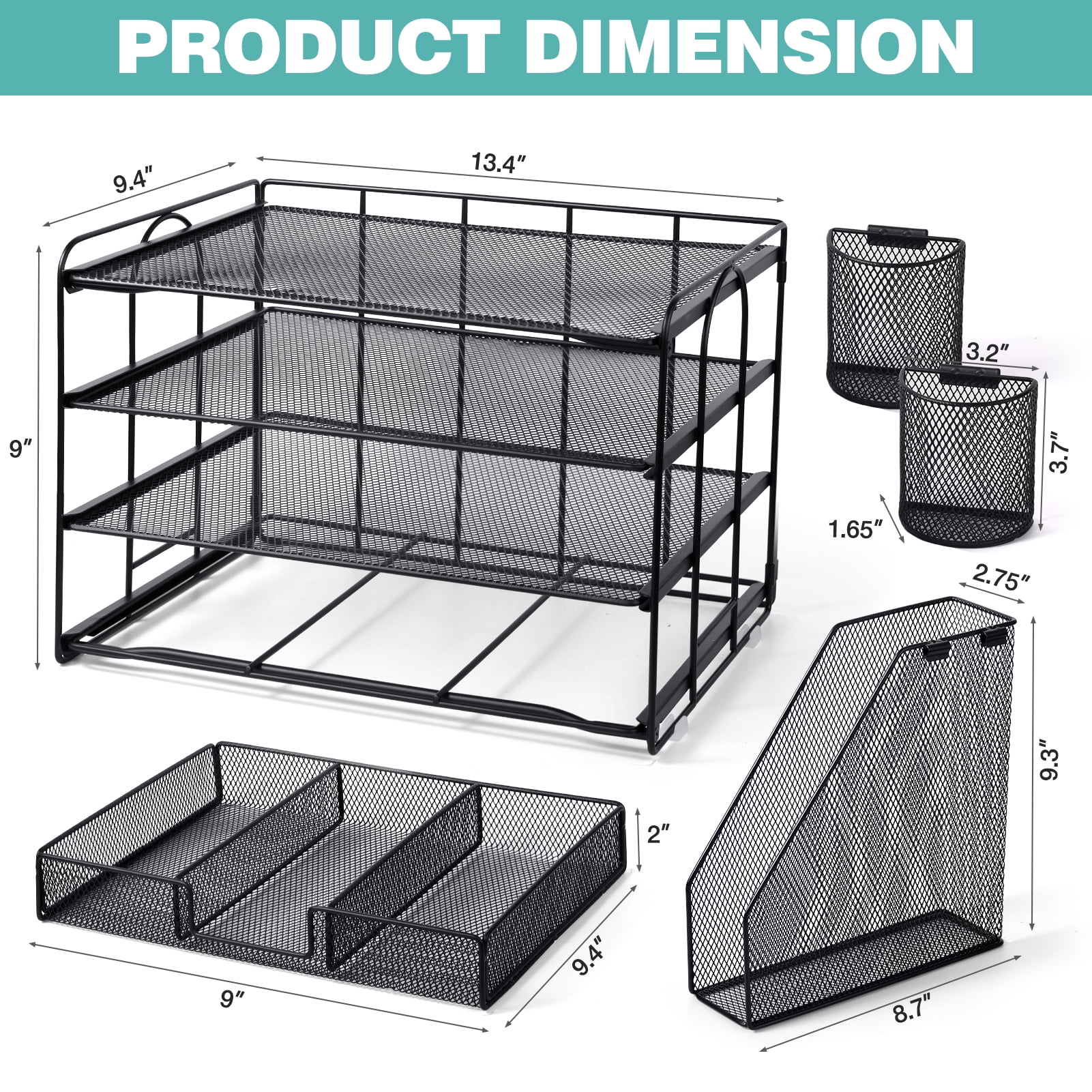 Livhil Desktop Organizer 4-Tier Desk Organizers Sets and Storage, File Organizers for Desk Drawer Organizer, Paper Organizer for Desk (Black)