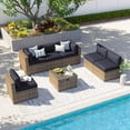 thumbnail image 2 of Clouddwell 7 Piece Patio Furniture Set Wicker Rattan Patio Conversation Set Outdoor Sectional Sofa Set with Coffee Table and Black Cushions(Waterproof Cover Included), 2 of 6