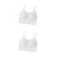 thumbnail image 2 of Minnieouse Señora Tank Crop Top Bra Lencería sexy Transpirable Cómoda Ropa interior sin costuras Bralette Color sólido Deportes finos Blanco 2Conjunto, 2 of 6