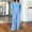 *Light Blue, variant on Women's 2 Piece Linen Blend Outfit Set, V Neck Roll-Up Sleeve Top and Wide Leg Pants with Pockets for Summer Gray,Women's Plus S