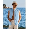 thumbnail image 6 of COOFANDY Men Button Up Sleeveless Shirts Beach Summerk Top Casual Linen Shirt Slim Fit, 6 of 10