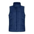 thumbnail image 3 of Hueook Womens Winter Jacket Women's Fashion Solid Color Sleeveless Jacket Sleeveless Jacket Navy L, 3 of 7