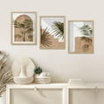 thumbnail image 2 of PixonSign Framed Canvas Print Wall Art Set - Mid-Century Palm Leaf, Fan Leaf, Desert Plants Art - Set of 3 Abstract Geometric Modern Art Minimalism Rustic Wall Décor - 12"x16"x3 Panels Natural, 2 of 5