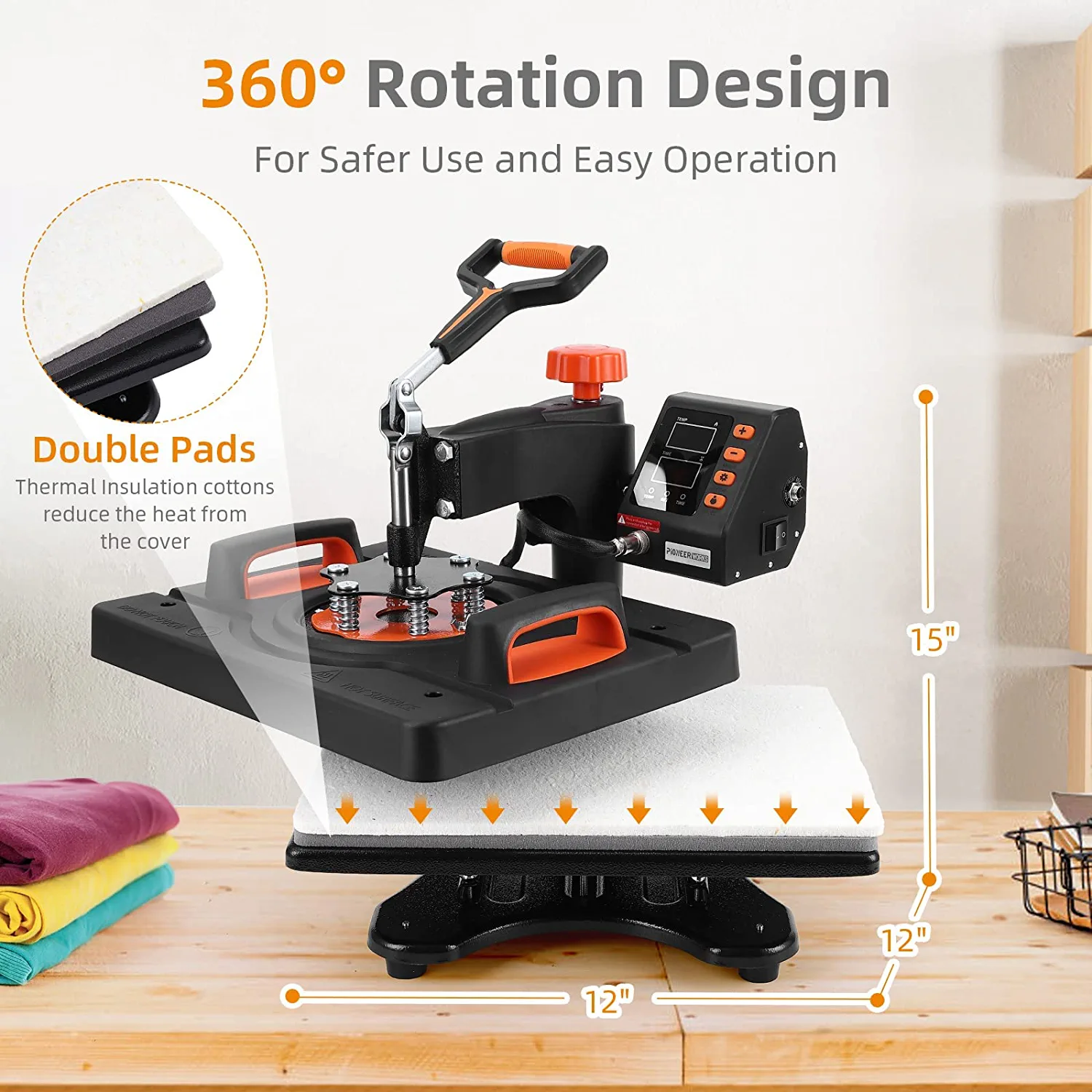 EastVita Heat Press Machine 6 in 1 Heat Press, 800W Sublimation Machine, 360°Heat Press, Dual-Tube Heating Printing for DIY T-Shirts Cap Mugs