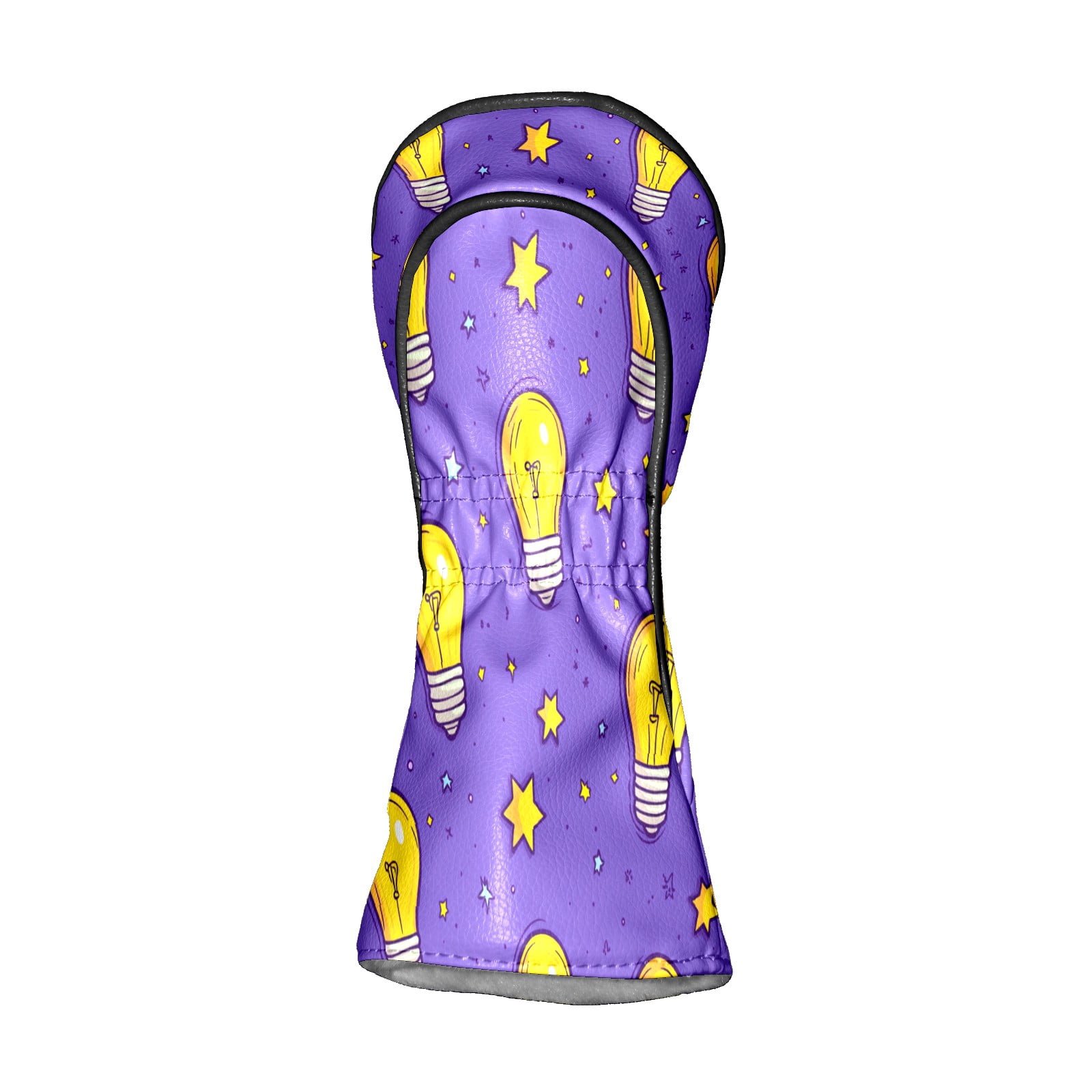 Golf Club Covers PU Leather Waterproof Head Covers for Fairway Woods Hybrids Cartoon Light Bulb Pattern