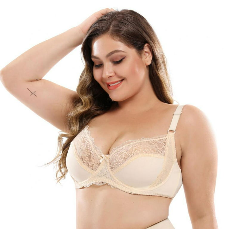 Women's Deep Cup Bra Full Back Coverage Wirefree Push up Bra Plus Size C Cup  