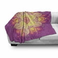 thumbnail image 3 of Rainbow Mandala Soft Flannel Fleece Throw Blanket, Composition with Blooming Flower Design Oriental Petals, Cozy Plush for Indoor and Outdoor Use, 50" x 60", Multicolor, by Ambesonne, 3 of 6