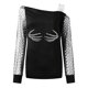 thumbnail image 4 of Camisas casuales florales de manga larga para mujer, jersey con hombros descubiertos, blusa holgada con lentejuelas brillantes, Tops tipo túnica Pompotops gfhjh20287, 4 of 8