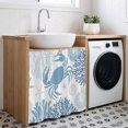 thumbnail image 3 of Coastal Blue Crab Cabinet Curtain 35"Wx35"L,Dustproof Under Sink Skirt with Self Adhesive Tape,Coral Starfish Ocean Conch Nautical Cabinet Curtain Cover for Kitchen Sink,Bathroom Vanity,Laundry Room, 3 of 9