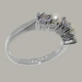 thumbnail image 3 of LBG British Made 10k White Gold Natural Tanzanite & Cultured Pearl Womens Anniversary Ring - 33 size options - Size 12, 3 of 7