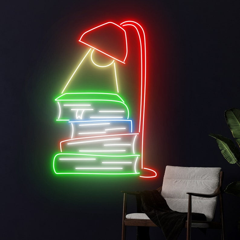 Handmadetneonsign Open Book Neon Sign, Book Open Shop Neon Light, Bookworm LED Light, Bookish Sign