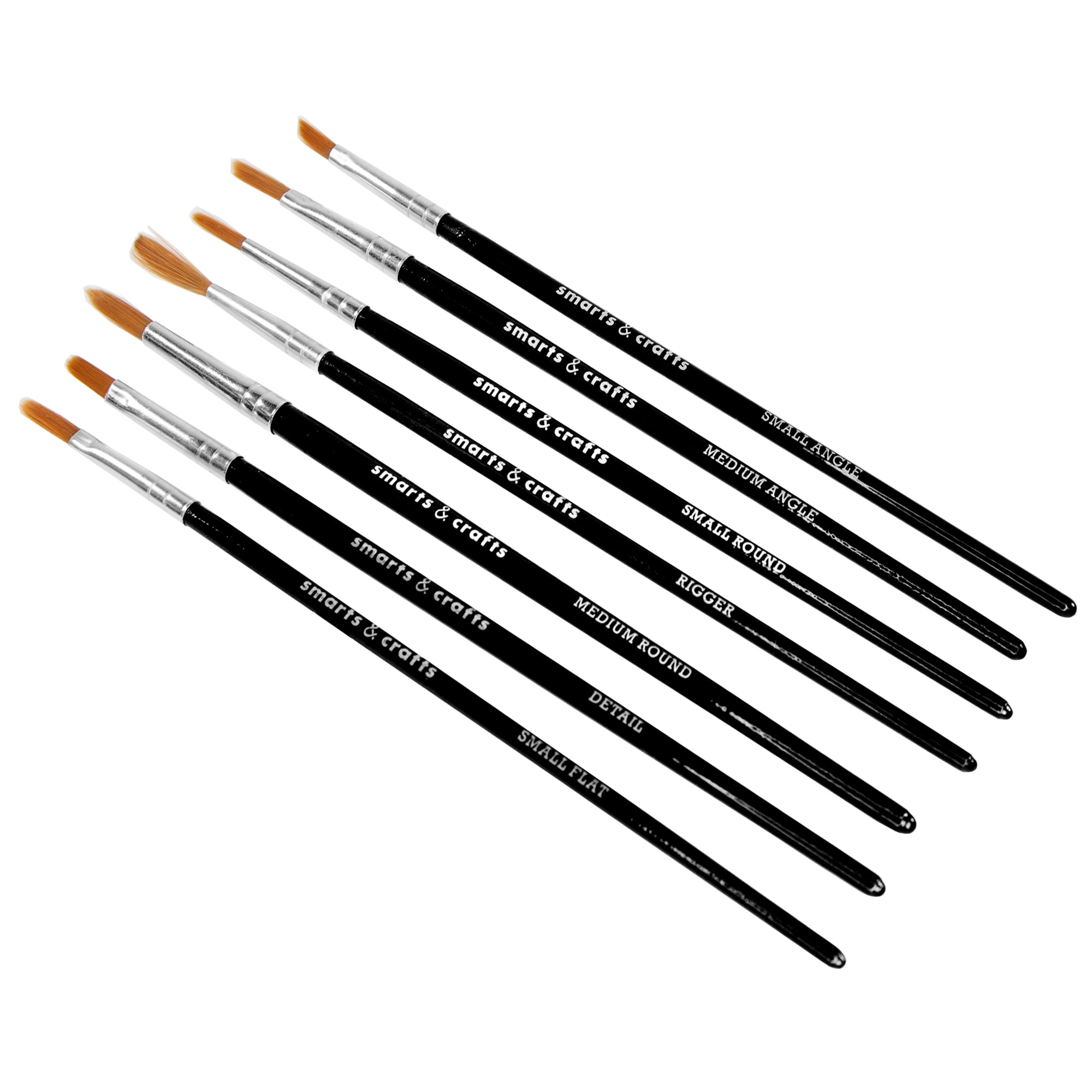 Crafter's Square 7 Small Medium Large Artist Paint Brushes ~ Black