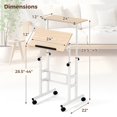 thumbnail image 3 of Costway Height Adjustable Mobile Standing Desk with Tiltable Desktop & 2 Hanging Hooks, 3 of 11