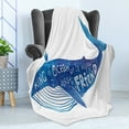 thumbnail image 4 of Whale Soft Flannel Fleece Throw Blanket, Kind of Ocean is My Best Friend Words with Whale Fish Paintbrush Picture, Cozy Plush for Indoor and Outdoor Use, 60" x 80", Violet Blue White, by Ambesonne, 4 of 5