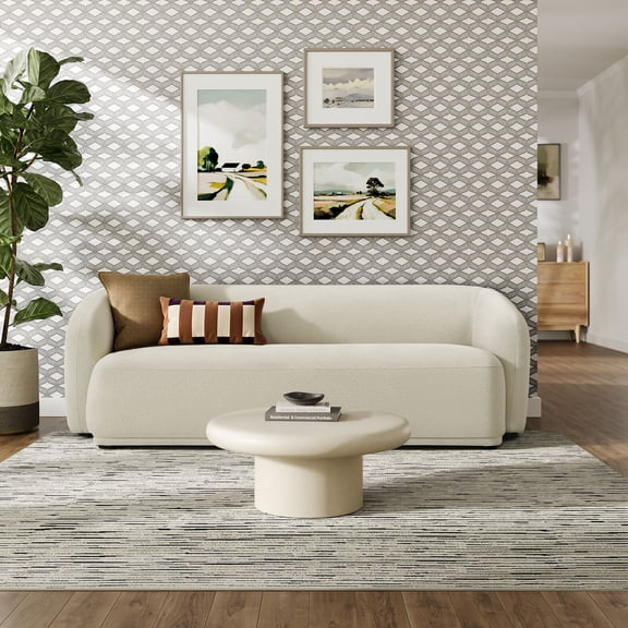 Modway Monica 88 Inch Boucle Fabric Sofa in Cream