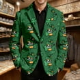 thumbnail image 2 of IWRICH Men's St. Patrick's Day Corduroy Blazer Long Sleeve Printed Suit Jackets Sports Coats Double Button Casual Jacket with Pocket 08-Green XL, 2 of 4