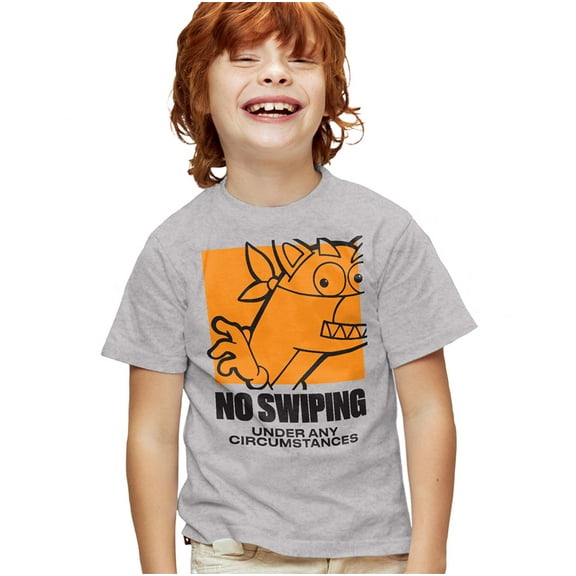 Popfunk Dora The Explorer No Swiping Under Any Circumstances Kids T Shirt for Youth Boys and Girls, Athletic Heather, Small