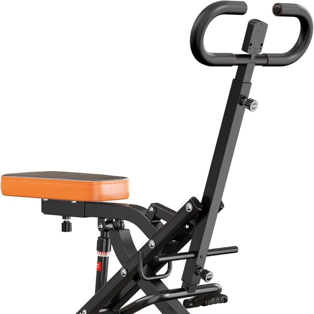 Soges Squat Machine for Home Gym, Foldable Squat Assist Trainer for Glutes Workout, Squat Rowing Machine with Adjustable Resistance and Optional Full Motion, Squat machine for Women, Black-Upgrade