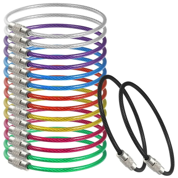 16 Pcs Bag Tag Loops Wire Keychain Cable Cable Key Ring Luggage Tag Loops Keychain Loop Large Key Ring
