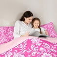 thumbnail image 5 of Manfei Pink Damask Flower Full Size Comforter Sets, Tribal Hippie Mandala Bedding Comforter Set, Teen Adult Female Man Reversible Bedding Sets, Super Cozy Room Decor, 3-Piece, 5 of 8