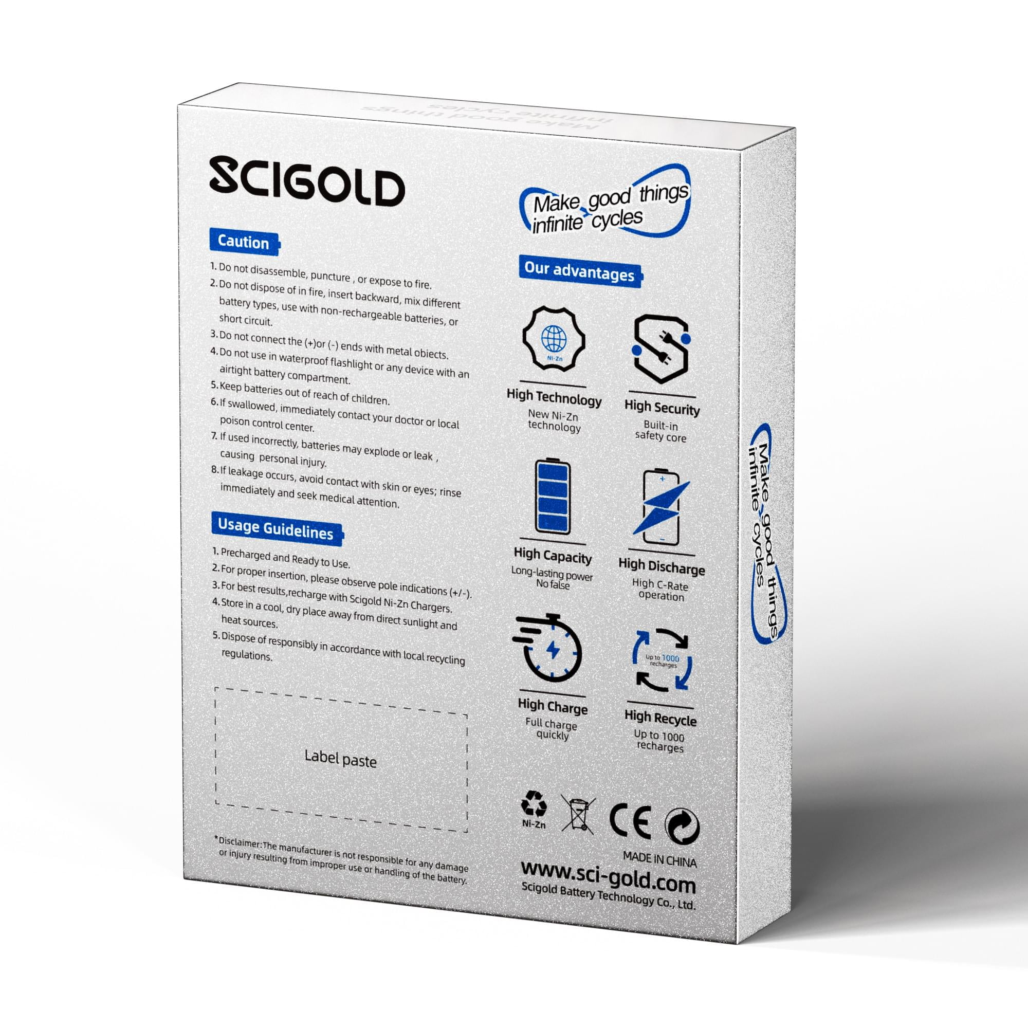 Scigold Ni-Zn AAA Rechargeable Batteries 1600mWh Upgraded