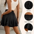 thumbnail image 3 of NICELF Flowy Shorts for Women Boho Ruffle Tiered Womens Skorts Summer Casual High Waist Mini Skirt Double-Layer Floral Skort, Black, 3 of 7