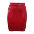 thumbnail image 6 of GJSYRH Women's Latex Pencil Midi Skirt High Waisted Bodycon Metallic Wet Look Office Lady Knee Length Skirt, 6 of 6