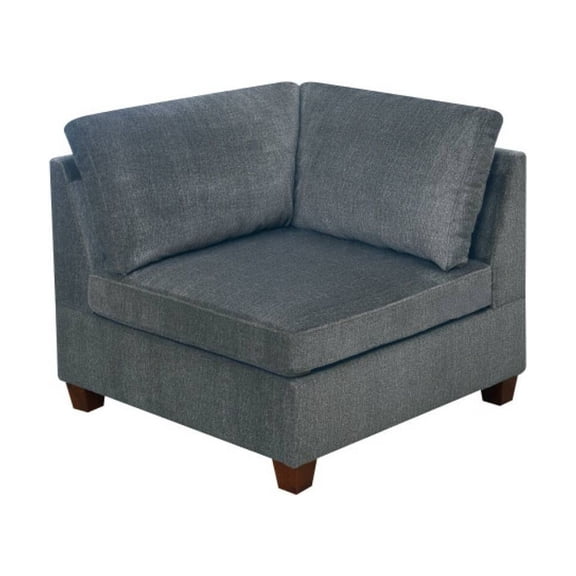 37 Inches Fabric Upholstered Wooden Corner Wedge, Gray