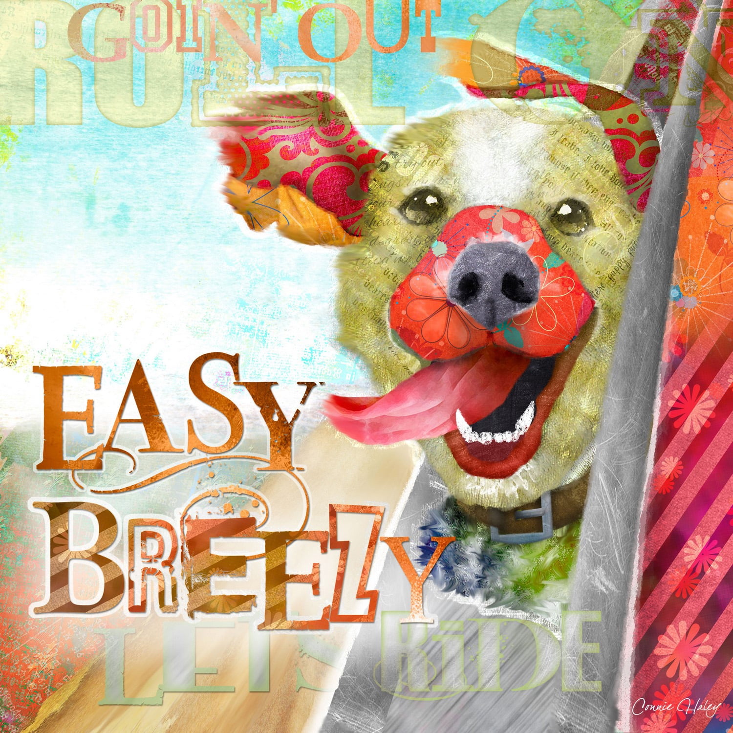 "Breezy Dog" Painting Print on Wrapped Canvas