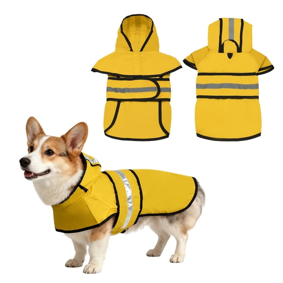 Uxcell Dog Raincoat, Dog Rain Jacket Waterproof Pet Rain Coat with Hooded Leash Hole, (Yellow, XS), Intended for Puppies