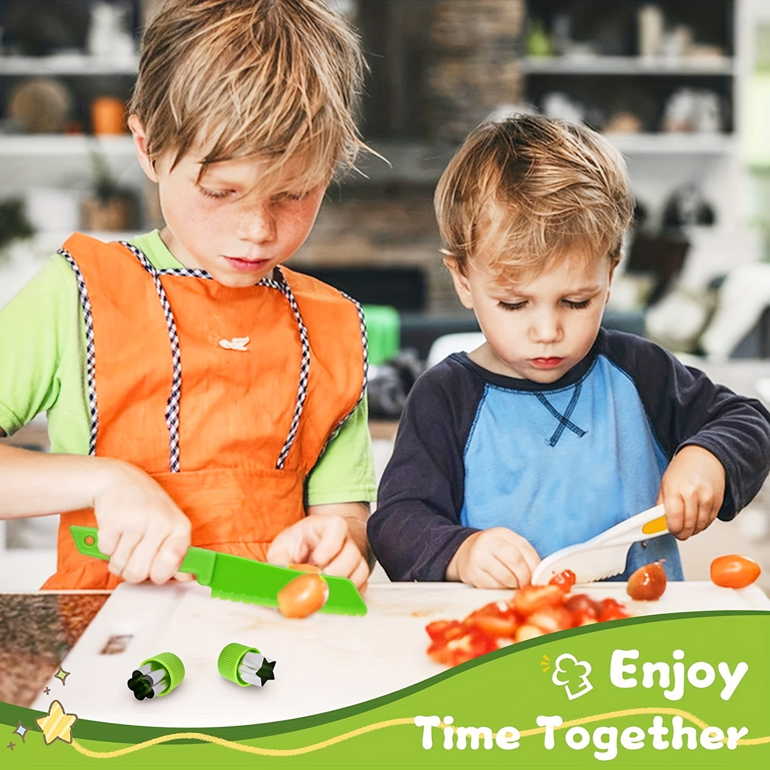 Safeslice Kiddo Safe Kitchen Set, Montessori Kitchen Tools for  Toddlers-Kids Cooking Sets Real-Toddler Safe Knives Set for Real Cooking  with Plastic