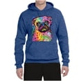 thumbnail image 3 of Funny Neon Pug | Dean Russo Art Animal Lover Unisex Hoodie Sweatshirt, Vintage Heather Blue, Medium, 3 of 6