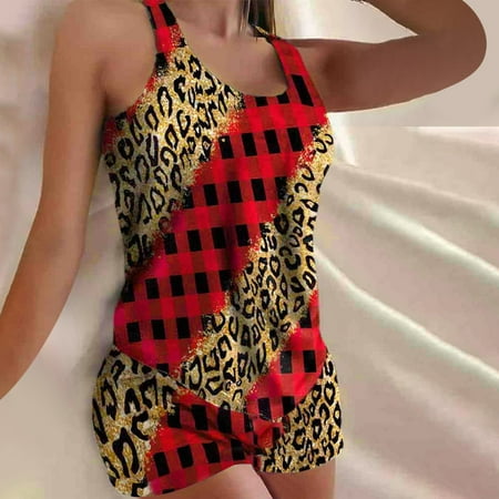 

Idoravan Women Sets Clothing Clearance 2PC Women Round Neck Vest Shorts Printed Two-piece Comfortable Home Pajamas Set Sports Set