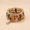 thumbnail image 1 of Uds. Pulseras de cuentas apilables bohemias, pulsera de borlas elásticas multicapa, pulseras colgantes de joyería Multicolor para mujeres y niñas Feliz Sencillez, 1 of 1
