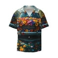 thumbnail image 3 of Goofa Flower Covered Vintage Car Printed Men's Casual Short-sleeved Shirt,Lightweight Breathable Button-down,Summer Casual men's top,Versatile Fashion shirt-4X-Large, 3 of 7