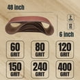 thumbnail image 5 of POWERTEC 12PK 6 x 48 Inch Sanding Belt 2 Each of 60/80/120/150/240/400 Grits Assortment, Aluminum Oxide (110167), 5 of 7