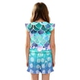 thumbnail image 2 of ZIATUBLE4S Mermaid Scale Print Girls Summer Casual Playsuit Flutter Sleeves Short Jumpsuit Button Round Neck Kids Romper Elastic Waist Relaxed Fit Comfort Outfit with Pockets for 5-6 Y, 2 of 6