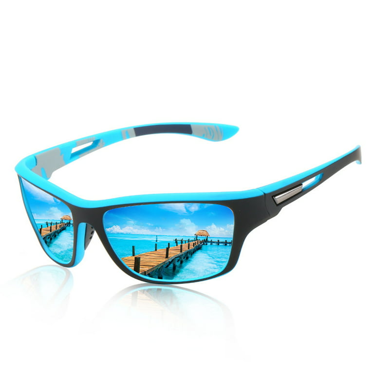Gladys Tech Polarized Sports Sunglasses Fishing Sunglasses for Men Women Driving Shades Cycling Camping Hiking Sun Glasses UV400 Eyewear Blue, Adult