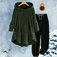 thumbnail image 2 of Kaemgyyd Women's Fuzzy Fleece Sets Sherpa Lined Long Sweatshirt Warm Hooded Pullover Plush Pants Set 2 Piece Outfit Winter Sleepwear, 2 of 6