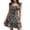 Black-white, variant on Summer Short Sleeve Floral Print Bohemian Ruffle Mini Dress