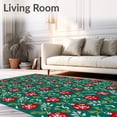 thumbnail image 2 of ODIKA 8x10 Machine Washable Non-Slip Area Rug, Holiday Ornament Mosaic with Snowflake and Evergreen Branch High Traffic Rug with Pad, Red, 649414, 2 of 8