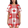 thumbnail image 1 of Fotbe Maple Leaves1 Conjunto de Pijama Estampado para Mujer, 2 Piezas, Ropa de Dormir con Camiseta de Manga Corta y Shorts Suaves-3X-Large, 1 of 6