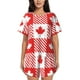 thumbnail image 1 of Fotbe Maple Leaves1 Conjunto de Pijama Estampado para Mujer, 2 Piezas, Ropa de Dormir con Camiseta de Manga Corta y Shorts Suaves-Large, 1 of 6