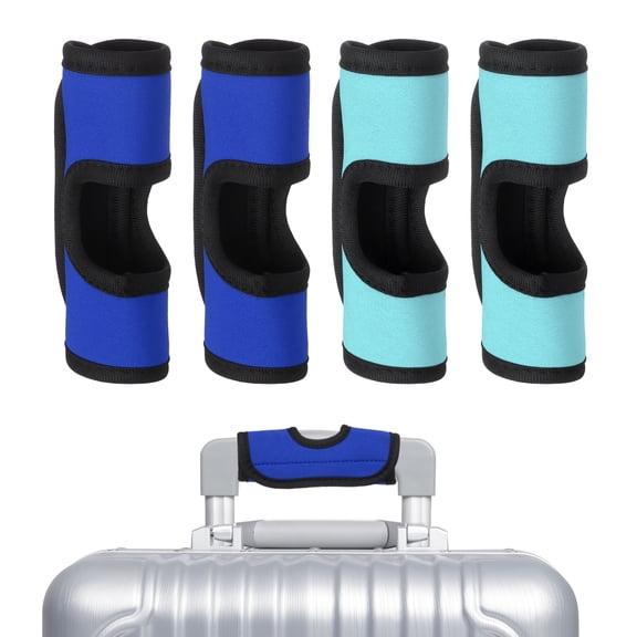 Uxcell Luggage Handle Wrap, 4 Pcs Hollow Neoprene Handbag Grip Cover Protector Luggage Identifiers for Luggage Suitcase Travel Bags, Cyan/Sapphire Blue