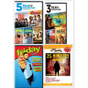 Assorted Multi-Feature Collections 4 Pack DVD Bundle: 5 Movies: Comedy Collection, 3 Movies: Mad Max Collection, 3 Movies: Friday 1-3 Collection, 25 Mystery Classics