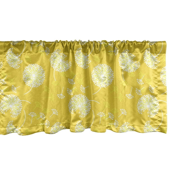 Ambesonne Yellow and White Valance Pack of 2, Colorful Dandelion, 54"X12", Yellow White